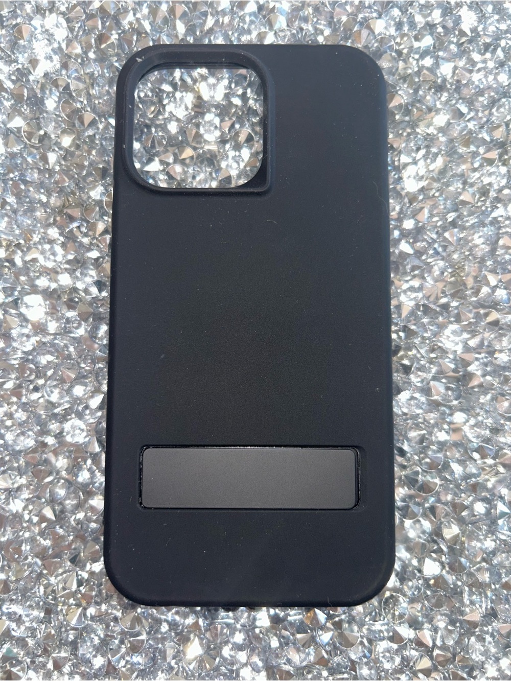 iPhone 15 plus Black Phone Case with Kickstand - Compatible Cell Phone Accessory